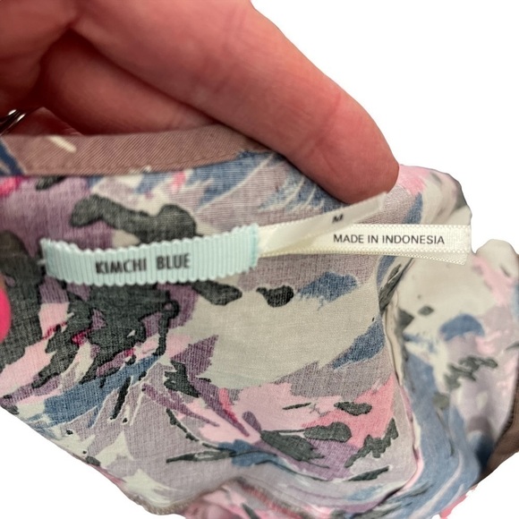 URBAN Outfitters Pink Retro Floral Print Fitted Dress with Ruffled Bottom - Picture 11 of 11